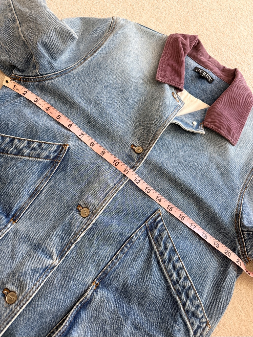 J.Crew Relaxed Barn Jacket in Denim Corduroy Collar In Lily Wash Cotton M - Picture 6 of 8